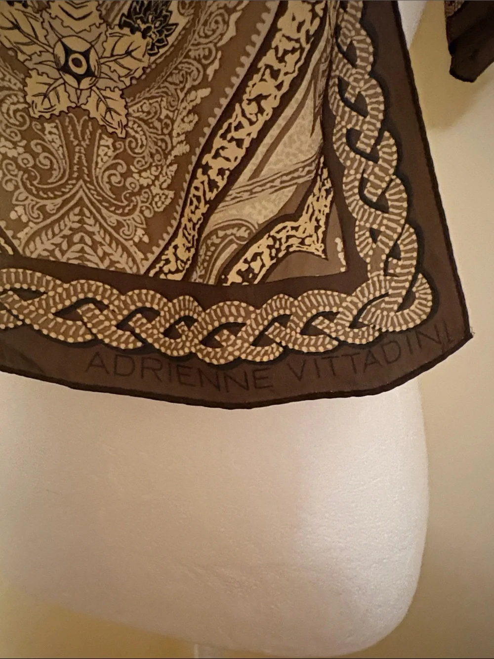 Adrienne Vittadini Brown Paisley Silk Wrap Scarf